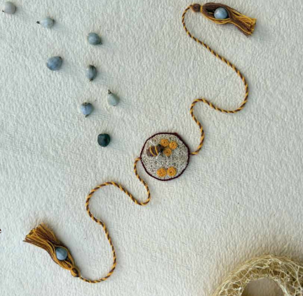 Seed Rakhi pack (with chawal and Kumkum) - Beehive with Vijayanti, Amaranthus,Purslane Seeds