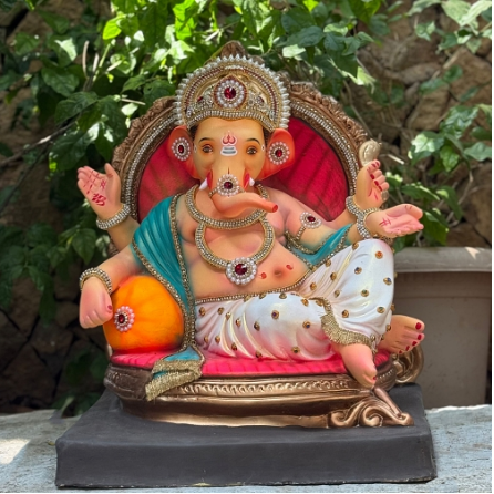 18" Golring Peshwa DW Paper Mache Ganpati Idol | Eco-Friendly Ganesh Murti
