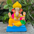 Dhaani Foods 10 Inch Peshwai Ganpati Idol (No. 20 cm Base) | Shadu Mati Eco-Friendly Ganesha |