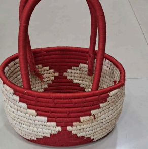 Sabai Grass Basket with Handle 7x6x3.5 Inch | Handmade Storage Basket