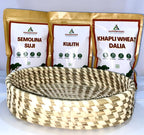 Daliya & Suji Gift Hamper – Khapli Daliya, Kulith & Suji in Round Basket