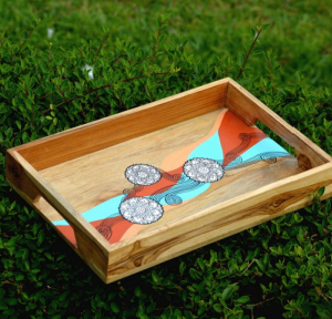 Handmade Wooden Tray 13x9x1.5 Inch | Decorative Serving Tray (MF)