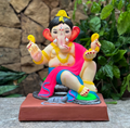 Dhaani Foods 12 Inch Gauri Putra Ganpati Idol (No. 16) | Shadu Mati Eco-Friendly Ganesha |