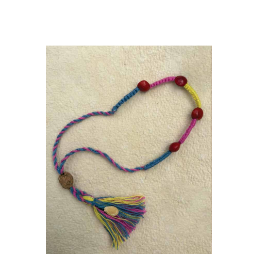 Seed Rakhi pack (with chawal and Kumkum) - Red Bead with Ash Gourd, Amaranthus, purslane seeds