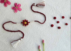Seed Rakhi pack (with chawal and Kumkum) - Love is in the air (Red Bead Flower)