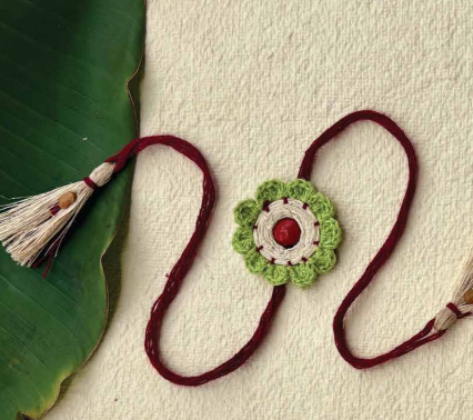 Seed Rakhi pack (with chawal and Kumkum) - Love is in the air (Banana Fiber Flower