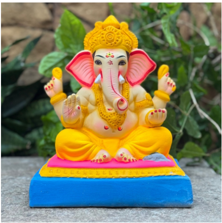 Dhaani Foods 10 Inch Titwala Ganesh Idol (No. 20 cm Base) | Shadu Mati Eco-Friendly Ganesha |