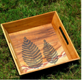 Handmade Wooden Tray 12x12x2.5 Inch | Decorative Serving Tray (MF)
