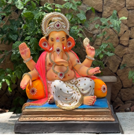 Dhaani Foods 24 Inch Palthi Mandi Double Load Ganesh Idol (DW) | Shadu Mati Eco-Friendly Ganesha | Premium Grand Murti