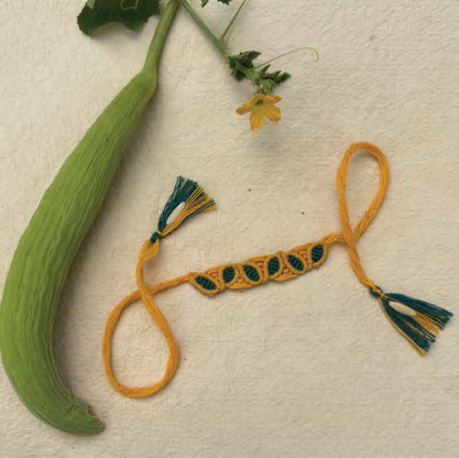 Seed Rakhi pack (with chawal and Kumkum) - Leaf Belt with sponge gourd, Amaranthus, Purslane