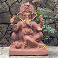 Dhaani Foods No. 6 Mud Hatti Furniture Ganpati Idol (19 Inch) | Lal Mati Eco-Friendly Ganesha | Biodegradable Murti