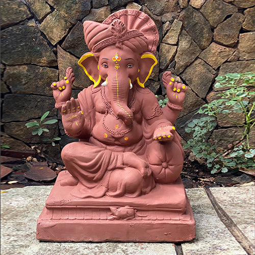 No 8 Mud Shivrekar Feta Ganesh Idol 18"