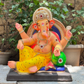 Dhaani Foods 22 Inch Velling Single Load Ganesh Idol (DY) | Shadu Mati Eco-Friendly Ganesha | Premium Designer Murti