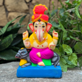 Dhaani Foods 10 Inch Undir Deta Ganpati Idol (No. 20 cm Base) | Shadu Mati Eco-Friendly Ganesha |
