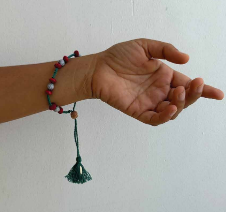 Seed Rakhi pack (with chawal and kumkum)- Red Bead & Vaijayani