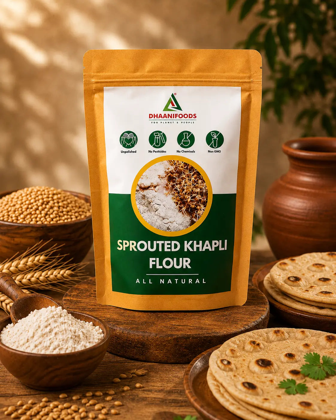 Sprouted Khapli Wheat Flour – Natural Stone Ground Atta