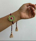 Seed Rakhi pack (with chawal and Kumkum) - Love is in the air (Banana Fiber Flower