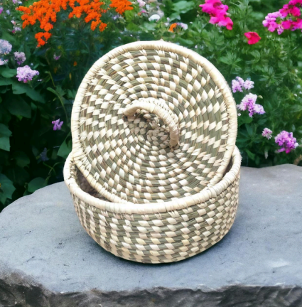 Sabai Grass Box 8x3 Inch | Handmade Eco-Friendly Round Storage Box