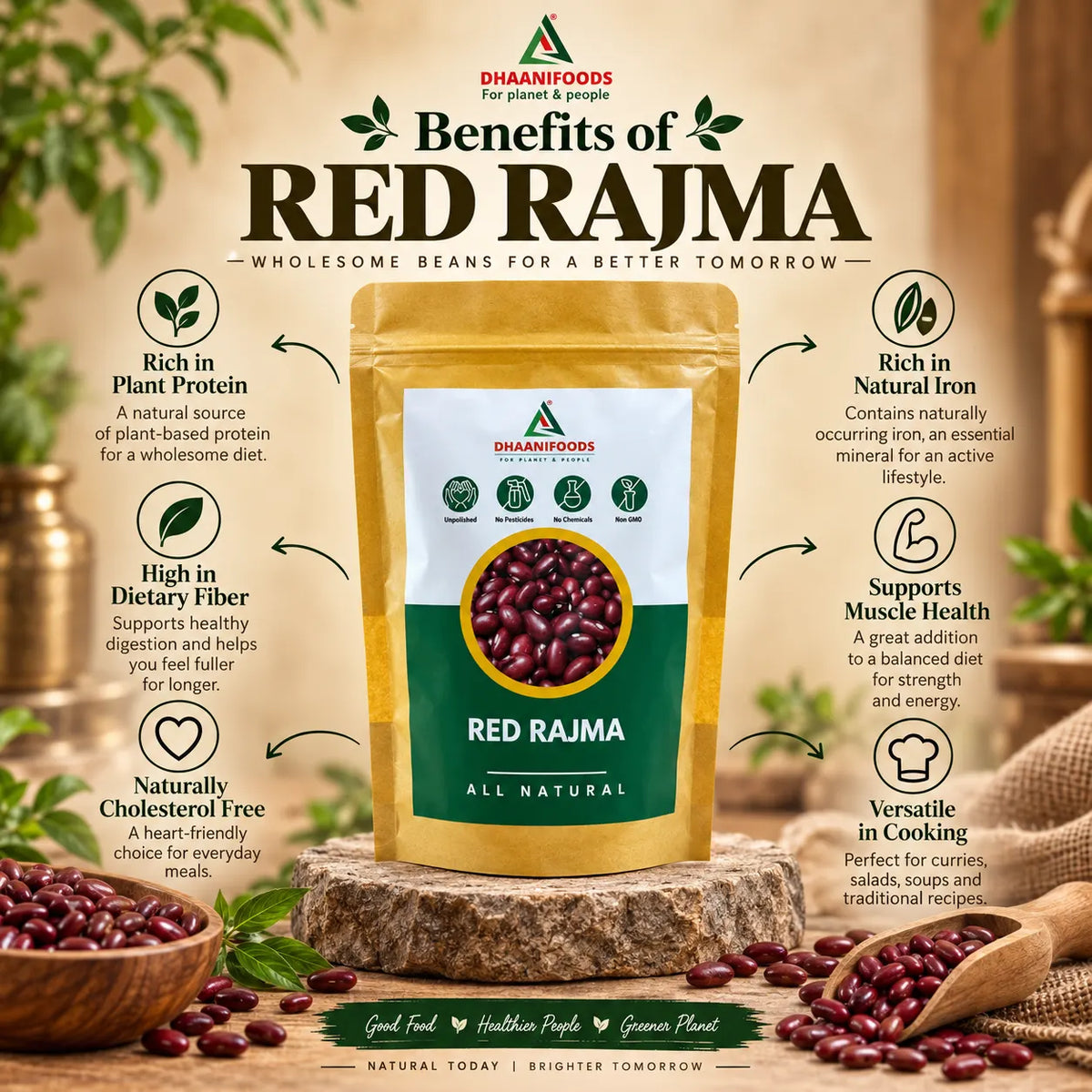Red Rajma | Kidney Beans Protein Rich Whole Beans | Dhaani Foods