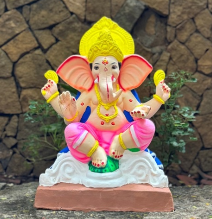Dhaani Foods 19 Inch Titwala Ganesh Idol (No. 6) | Shadu Mati Eco-Friendly Ganesha |
