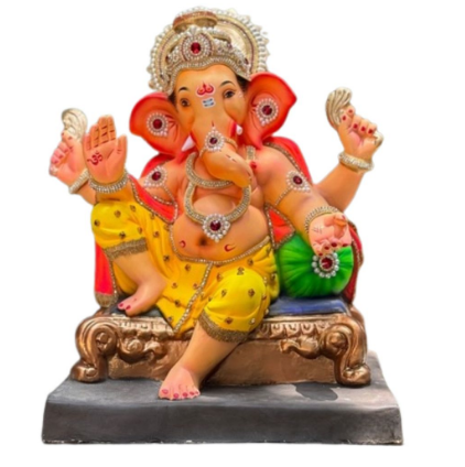 Dhaani Foods 21 Inch Balchandra Ganesh Idol (DY) | Shadu Mati Eco-Friendly Ganesha | Divine Designer Murti
