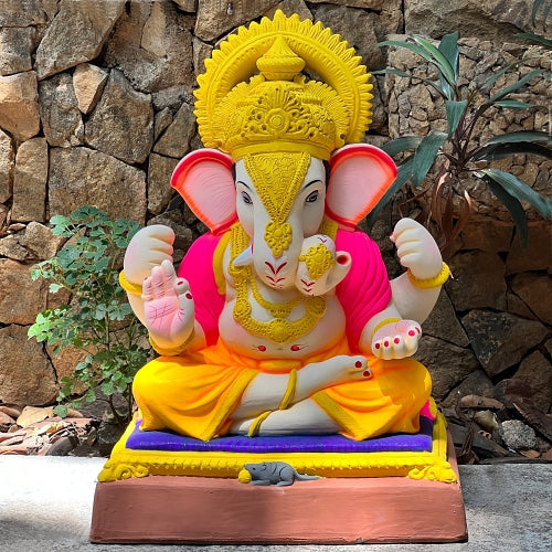 23" Dagdu No. 4 DYSP Shadu Maati Ganpati Idol | Eco-Friendly Clay Ganesha