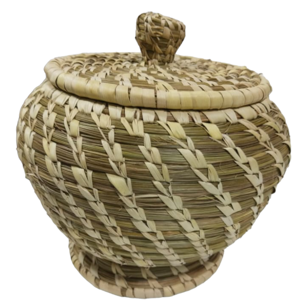Sabai Grass Container | Handmade Eco-Friendly Storage Basket with Lid